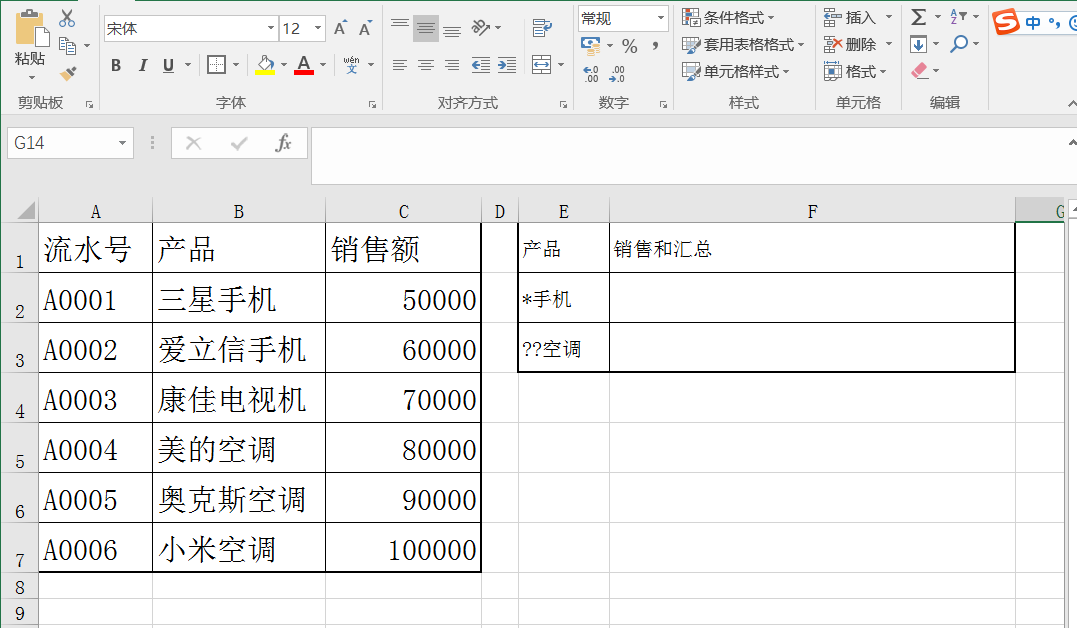 SUMIF函数通配符模糊求和插图1