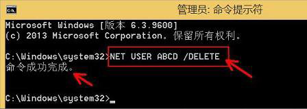 Win8怎么使用命令删除用户账户插图3