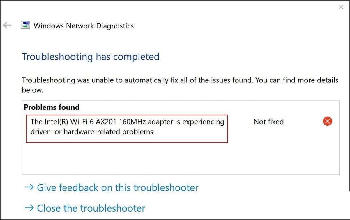 Win10英特尔驱动程序或硬件无法启动咋办  wifi6 ax201 160MHz报错解决方案插图