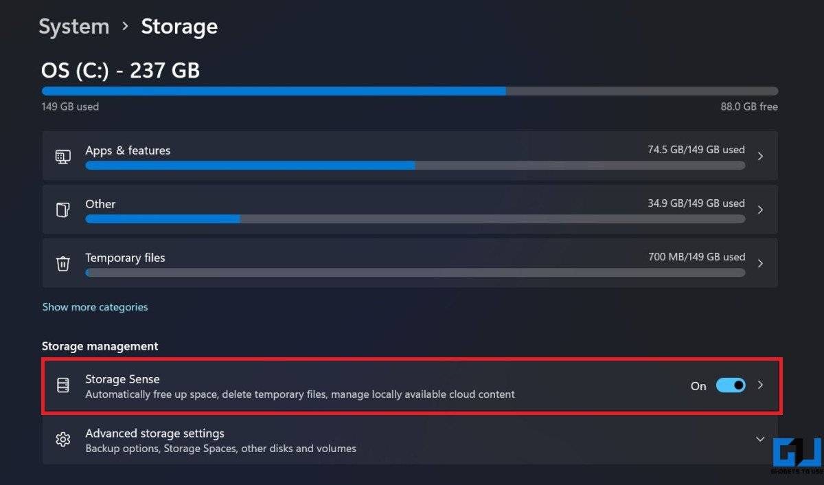 win11怎么开启存储感知插图2