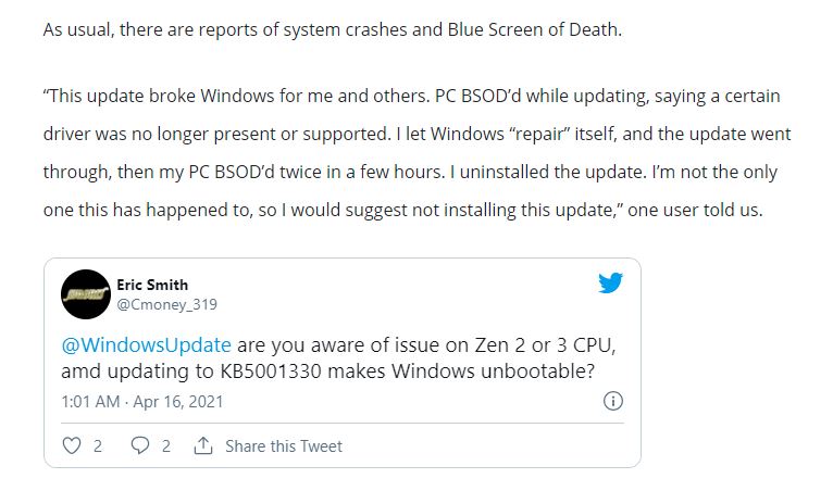 Win10四月更新“灾难性”大翻车插图5