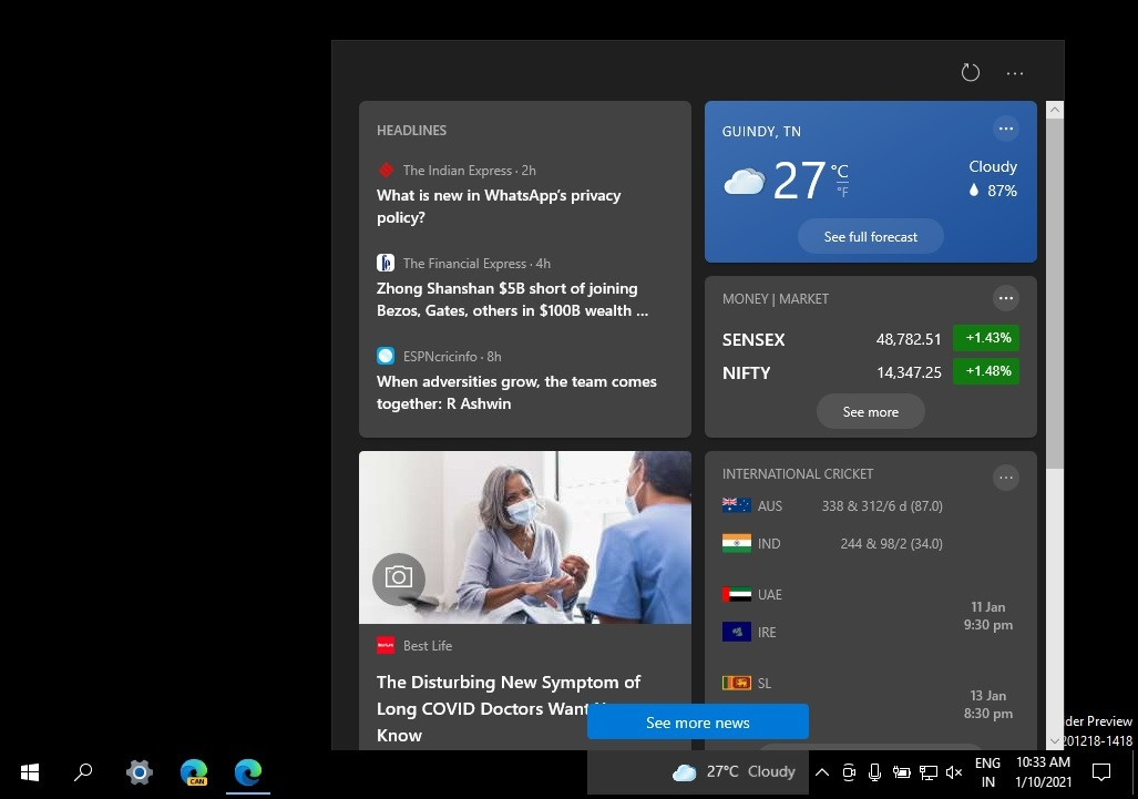 Win10任务栏 “新闻和兴趣”功能将带至老版本插图2