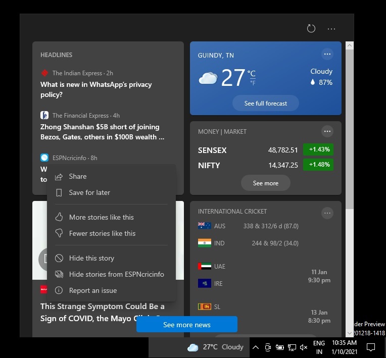 Win10任务栏 “新闻和兴趣”功能将带至老版本插图3