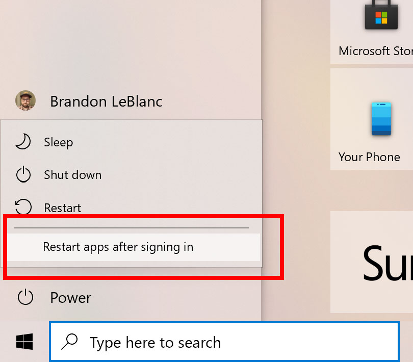 Win10 Build 21359预览版开机后重启应用怎么设置插图