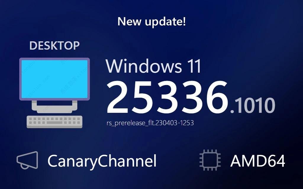 微软Win11 Build 25336.1010 Canary预览版推送，主要用于测试服务管道