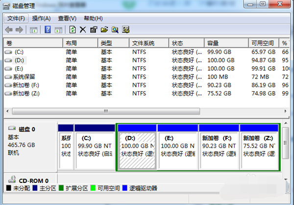 Win7快速分区的操作方法