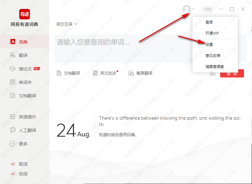 有道词典怎么设置鼠标放到上面就翻译？