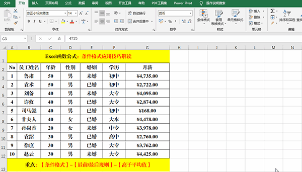 Excel 2019中使用条件格式分析数据的方法