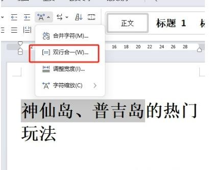 ​wps怎么设置双行标题？​wps设置双行标题的方法